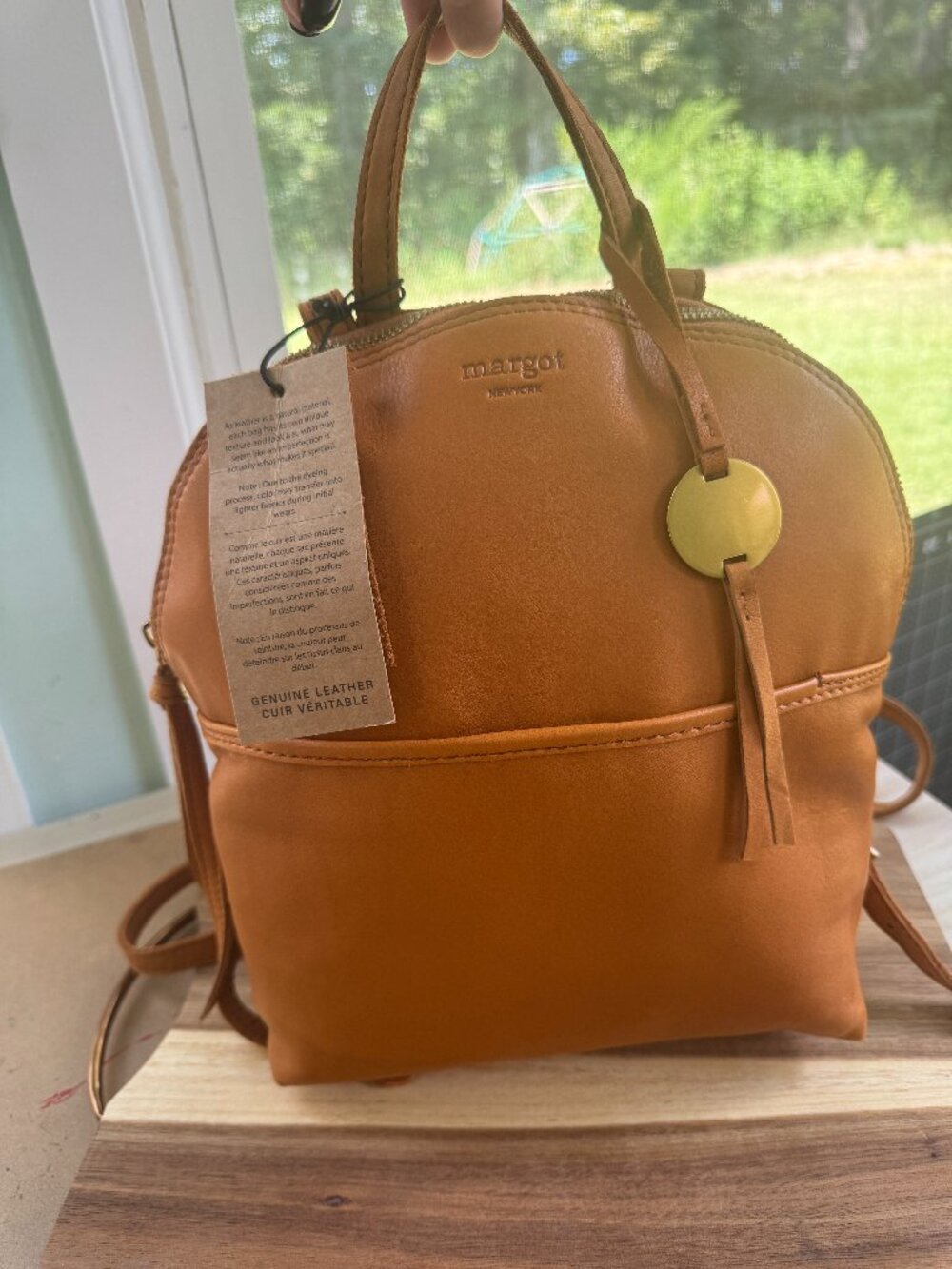 MARGOT Camille Leather Backpack in Cognac -NWT